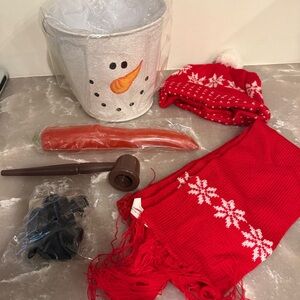 Build a Snowman Kit with Red Scarf and Hat